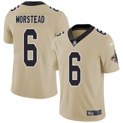 Men New Orleans Saints Limited Gold Thomas Morstead Jersey NFL Football #6 Inverted Legend Jersey